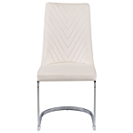 Set Of 2 Dining Chairs Off-white Velvet Armless High Back Cantilever Chair Living Room Beliani