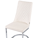 Set Of 2 Dining Chairs Off-white Velvet Armless High Back Cantilever Chair Living Room Beliani