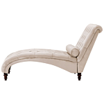 Chaise Lounge Beige Velvet Chesterfield Buttoned Modern Living Room Chaise Wooden Legs Beliani