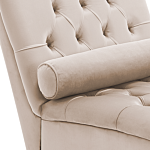 Chaise Lounge Beige Velvet Chesterfield Buttoned Modern Living Room Chaise Wooden Legs Beliani