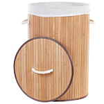 Bamboo Basket With Lid Light Wood Sannar Beliani