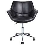 Office Swivel Chair Black Faux Leather Height Adjustable Elegant Beliani