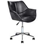 Office Swivel Chair Black Faux Leather Height Adjustable Elegant Beliani