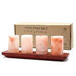 Set Of 4 Himalayan Salt Shot Glasses & Wood Serving Stand