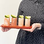 Set Of 4 Himalayan Salt Shot Glasses & Wood Serving Stand