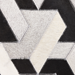 Area Rug Black And White Cowhide Leather 160 X 230 Cm Geometric Pattern Patchwork Beliani