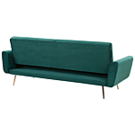 Sofa Bed Green Velvet 3 Seater Metal Legs Additional Cushions Retro Beliani