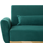 Sofa Bed Green Velvet 3 Seater Metal Legs Additional Cushions Retro Beliani