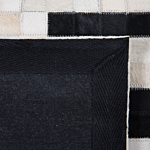 Area Rug Black And White Cowhide Leather 80 X 150 Cm Rectangular Geometric Abstract Pattern Handcrafted Beliani