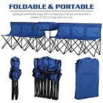 Outsunny 6-seater Folding Steel Camping Bench W/ Cooler Bag Blue