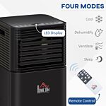 Homcom 7000btu 4-in-1 Compact Portable Mobile Air Conditioner Unit Cooling Dehumidifying Ventilating W/ Fan Remote Led 24h Timer Auto Shut-down Black