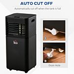 Homcom 7000btu 4-in-1 Compact Portable Mobile Air Conditioner Unit Cooling Dehumidifying Ventilating W/ Fan Remote Led 24h Timer Auto Shut-down Black