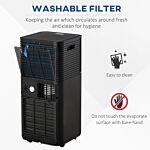 Homcom 7000btu 4-in-1 Compact Portable Mobile Air Conditioner Unit Cooling Dehumidifying Ventilating W/ Fan Remote Led 24h Timer Auto Shut-down Black