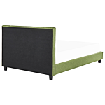 Eu Double Size Bed Green Fabric 4ft6 Upholstered Frame Buttoned Headrest Beliani