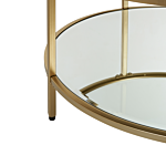 Coffee Table Gold Tempered Glass Iron Ø 70 Cm With Shelf Round Glam Modern Living Room Furniture Beliani