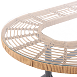 Garden Dining Table Pe Rattan And Glass 160 X 94 Cm For 6 Outdoor Rectangular Rustic Style Beliani