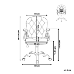 Office Chair White Faux Leather Gas Lift Height Adjustable Crystal Button With Tufted Backrest And Full Swivel Beliani