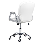 Office Chair White Faux Leather Gas Lift Height Adjustable Crystal Button With Tufted Backrest And Full Swivel Beliani