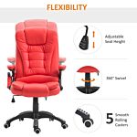 Homcom Ergonomic Chair With Massage And Heat, High Back Pu Leather Massage Office Chair With Tilt And Reclining Function, Red