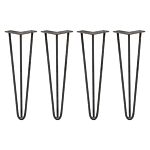 4 X 16" Hairpin Legs - 3 Prong - 10mm - Raw Steel