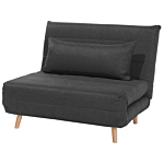 Small Sofa Bed Dark Grey Fabric 1 Seater Fold-out Sleeper Armless Scandinavian Beliani