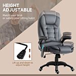 Vinsetto Heated Massage Office Chair With Six Massage Points, Reclining Office Chair With Velvet-feel Fabric 360° Swivel Wheels, Grey