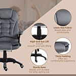 Vinsetto Heated Massage Office Chair With Six Massage Points, Reclining Office Chair With Velvet-feel Fabric 360° Swivel Wheels, Grey