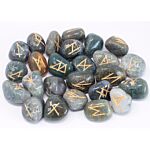 Runes Stone Set In Pouch - Moss Agate