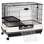 Pawhut Small Animal Guinea Pigs Hutches Steel Wire Rabbit Cage Pet Play House W/ Waste Tray Black