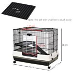 Pawhut Small Animal Guinea Pigs Hutches Steel Wire Rabbit Cage Pet Play House W/ Waste Tray Black