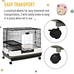 Pawhut Small Animal Guinea Pigs Hutches Steel Wire Rabbit Cage Pet Play House W/ Waste Tray Black