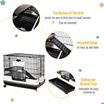 Pawhut Small Animal Guinea Pigs Hutches Steel Wire Rabbit Cage Pet Play House W/ Waste Tray Black