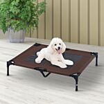 Pawhut Large Raised Dog Bed Cat Elevated Lifted Cooling Portable Camping Basket Outdoor Indoor Mesh Pet Cot Metal Frame