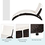 Outsunny Garden Patio Rattan Wicker Folding Sun Lounger Recliner Bed Chair With Cushion For Outdoor, Mixed Brown, White