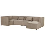 Modular Right Corner 5 Seater Sofa Taupe Corduroy With Ottoman 5 Seater Sectional Sofa Modern Design Beliani