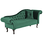 Chaise Lounge Dark Green Velvet Button Tufted Upholstery Right Hand With Cushion Beliani