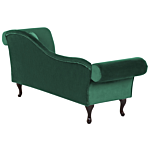 Chaise Lounge Dark Green Velvet Button Tufted Upholstery Right Hand With Cushion Beliani