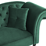 Chaise Lounge Dark Green Velvet Button Tufted Upholstery Right Hand With Cushion Beliani