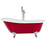 Bath Red Sanitary Acrylic 170 X 76 Cm Freestanding Clawfoot Tub Traditional Retro Design Beliani