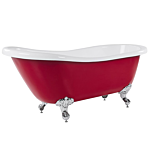 Bath Red Sanitary Acrylic 170 X 76 Cm Freestanding Clawfoot Tub Traditional Retro Design Beliani