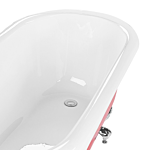 Bath Red Sanitary Acrylic 170 X 76 Cm Freestanding Clawfoot Tub Traditional Retro Design Beliani