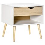 Homcom Bedside Table With Drawer And Shelf, Modern Nightstand, End Table For Bedroom, Living Room