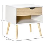 Homcom Bedside Table With Drawer And Shelf, Modern Nightstand, End Table For Bedroom, Living Room