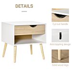 Homcom Bedside Table With Drawer And Shelf, Modern Nightstand, End Table For Bedroom, Living Room