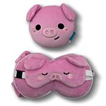 Relaxeazzz Travel Pillow & Eye Mask - Oscar The Pig