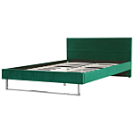 Upholstered Bed Frame Green Velvet Eu Super King Size 6ft 180 X 200 Cm Green Headboard Silver Leg Glam Beliani