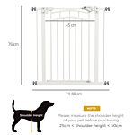 Pawhut Pressure Fit Stair Gate, Dog Gate W/ Auto Closing Door, For Small, Medium Dog, Easy Installation, For 74-80cm Opening