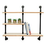 Black Pipe & Wooden Shelves 70.5cm