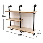 Black Pipe & Wooden Shelves 70.5cm