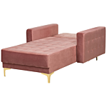 Chaise Lounge Pink Velvet Tufted Fabric Modern Living Room Reclining Day Bed Gold Legs Track Arms Beliani